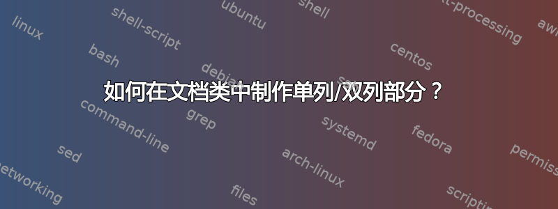 如何在文档类中制作单列/双列部分？