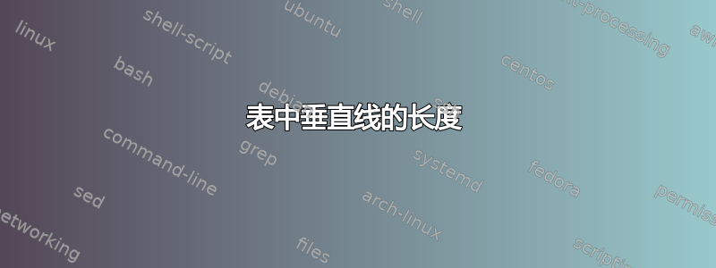 表中垂直线的长度