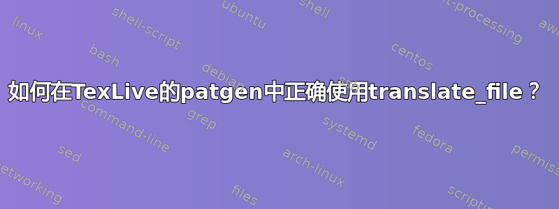 如何在TexLive的patgen中正确使用translate_file？