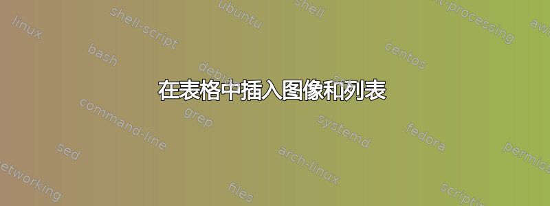 在表格中插入图像和列表