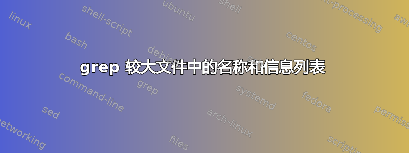 grep 较大文件中的名称和信息列表