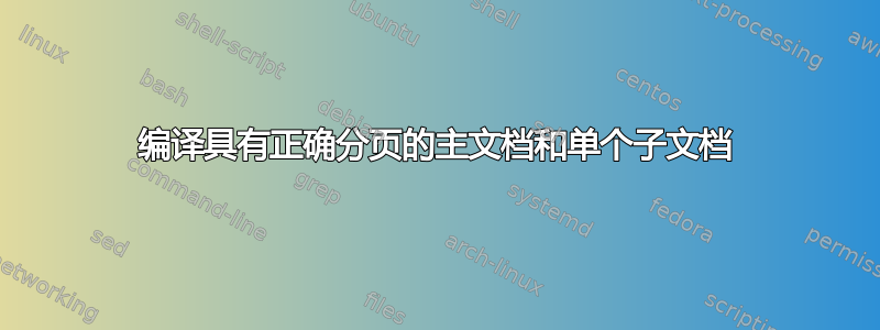 编译具有正确分页的主文档和单个子文档