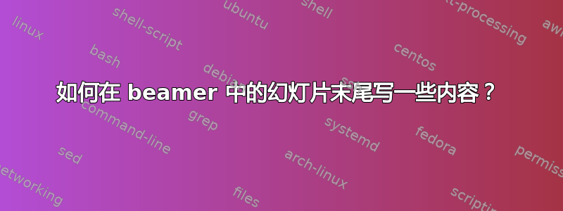 如何在 beamer 中的幻灯片末尾写一些内容？