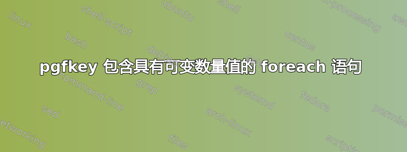 pgfkey 包含具有可变数量值的 foreach 语句