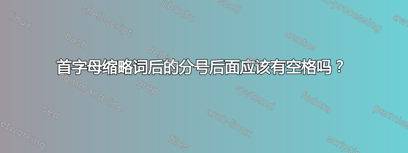 首字母缩略词后的分号后面应该有空格吗？