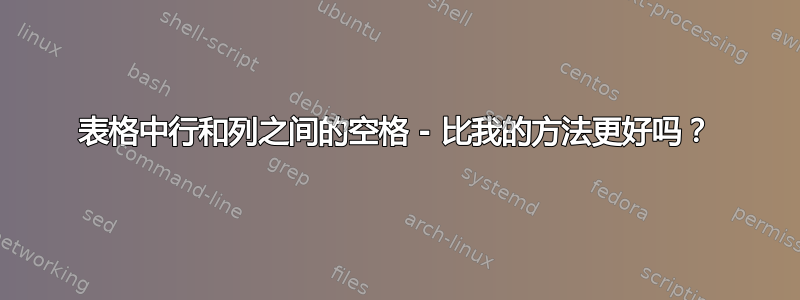 表格中行和列之间的空格 - 比我的方法更好吗？