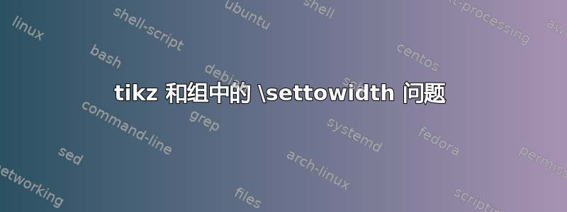 tikz 和组中的 \settowidth 问题