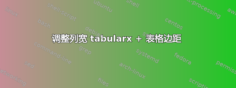 调整列宽 tabularx + 表格边距