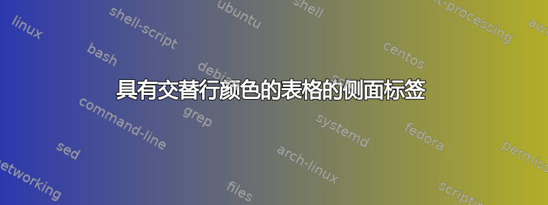 具有交替行颜色的表格的侧面标签