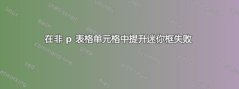 在非 p 表格单元格中提升迷你框失败