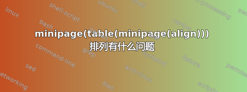 minipage(table(minipage(align))) 排列有什么问题