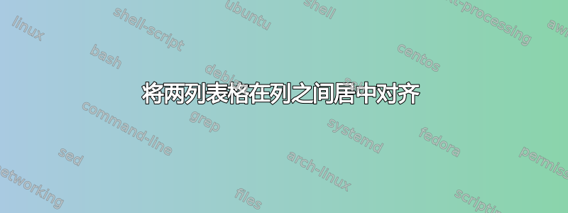 将两列表格在列之间居中对齐