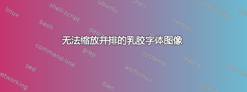 无法缩放并排的乳胶字体图像