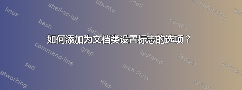 如何添加为文档类设置标志的选项？