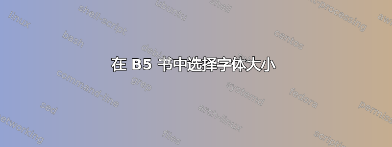 在 B5 书中选择字体大小