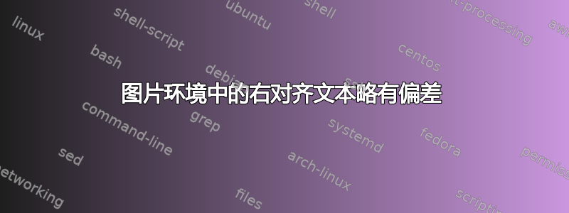 图片环境中的右对齐文本略有偏差