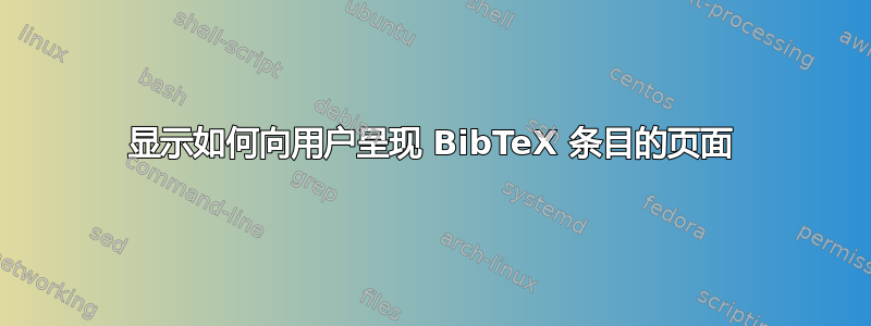 显示如何向用户呈现 BibTeX 条目的页面