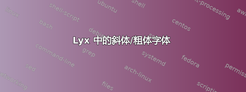 Lyx 中的斜体/粗体字体