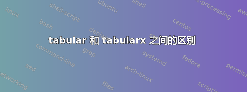 tabular 和 tabularx 之间的区别