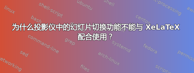 为什么投影仪中的幻灯片切换功能不能与 XeLaTeX 配合使用？