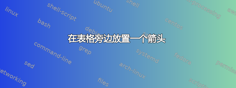 在表格旁边放置一个箭头