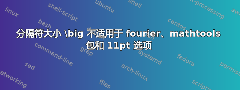 分隔符大小 \big 不适用于 fourier、mathtools 包和 11pt 选项