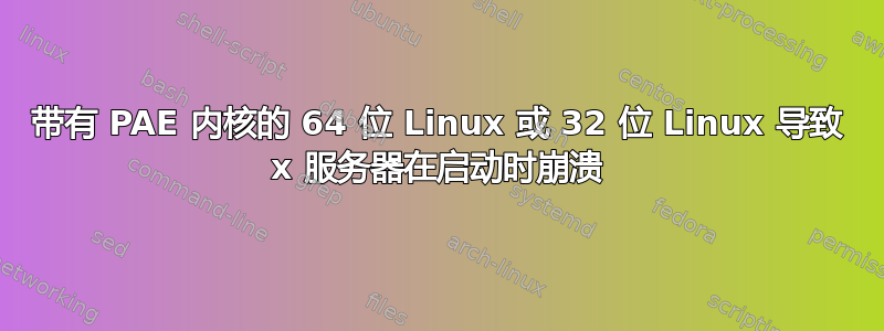 带有 PAE 内核的 64 位 Linux 或 32 位 Linux 导致 x 服务器在启动时崩溃