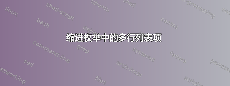 缩进枚举中的多行列表项