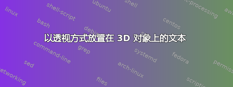 以透视方式放置在 3D 对象上的文本