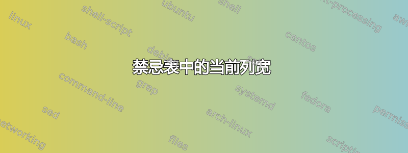 禁忌表中的当前列宽