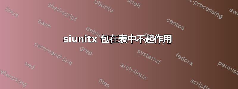 siunitx 包在表中不起作用