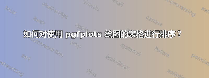 如何对使用 pgfplots 绘图的表格进行排序？