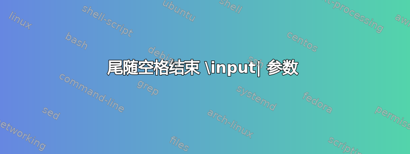 尾随空格结束 \input| 参数