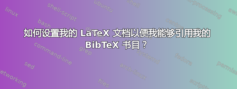 如何设置我的 LaTeX 文档以便我能够引用我的 BibTeX 书目？