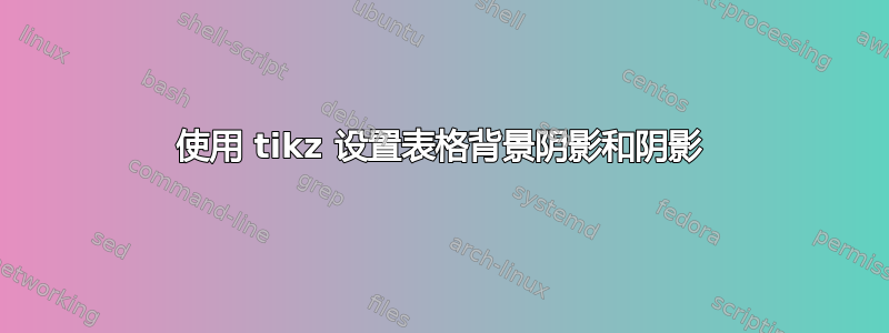 使用 tikz 设置表格背景阴影和阴影