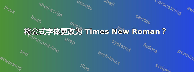 将公式字体更改为 Times New Roman？