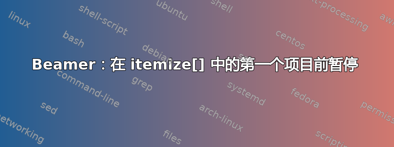 Beamer：在 itemize[] 中的第一个项目前暂停