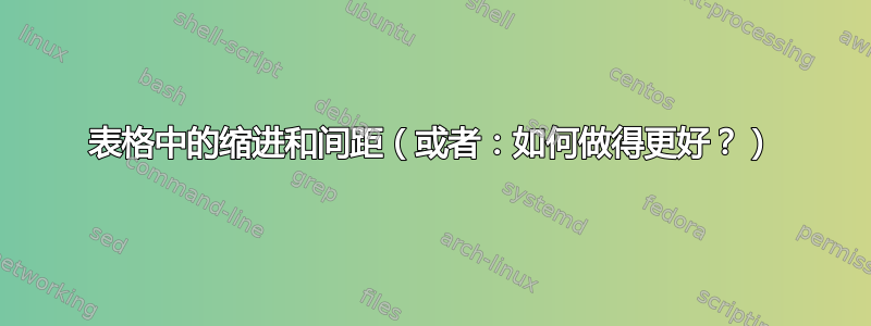 表格中的缩进和间距（或者：如何做得更好？）