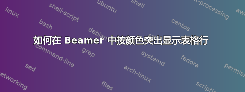 如何在 Beamer 中按颜色突出显示表格行