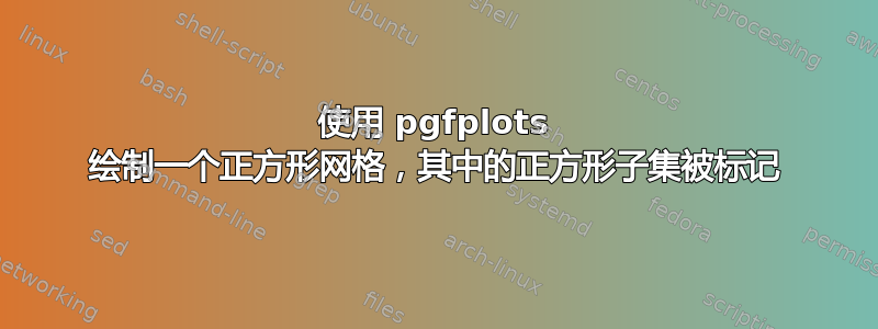 使用 pgfplots 绘制一个正方形网格，其中的正方形子集被标记