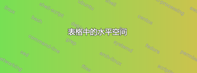 表格中的水平空间