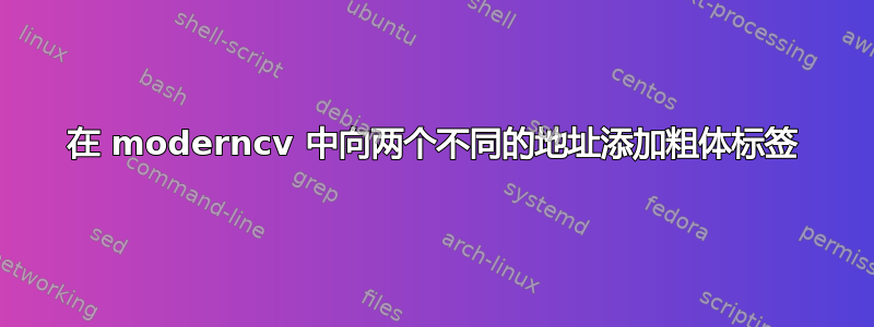 在 moderncv 中向两个不同的地址添加粗体标签