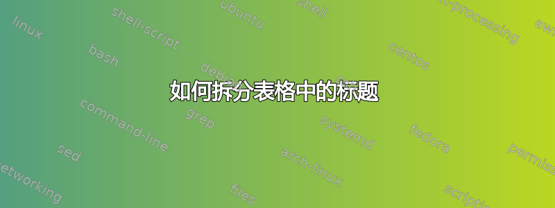 如何拆分表格中的标题