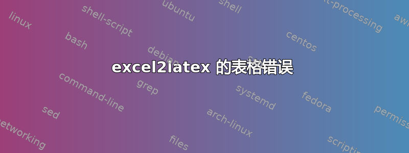 excel2latex 的表格错误