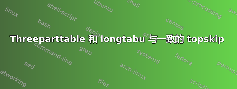 Threeparttable 和 longtabu 与一致的 topskip