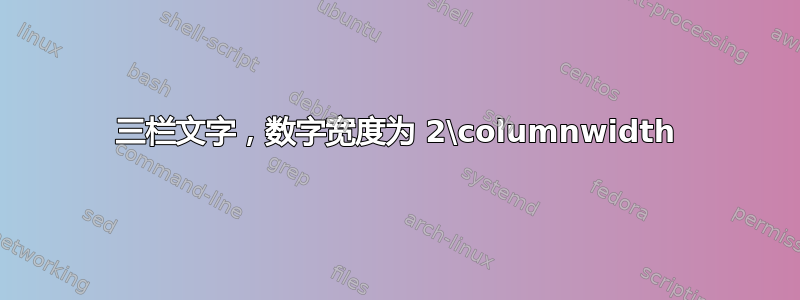 三栏文字，数字宽度为 2\columnwidth