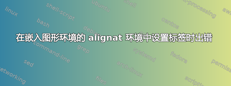 在嵌入图形环境的 alignat 环境中设置标签时出错