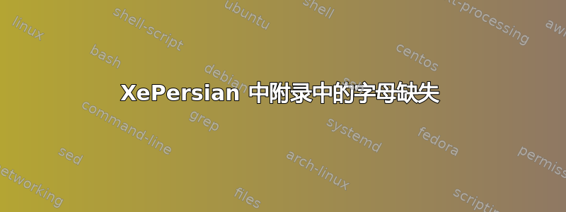 XePersian 中附录中的字母缺失