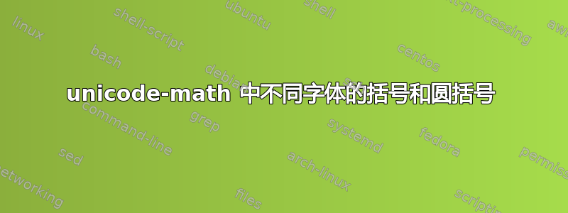 unicode-math 中不同字体的括号和圆括号