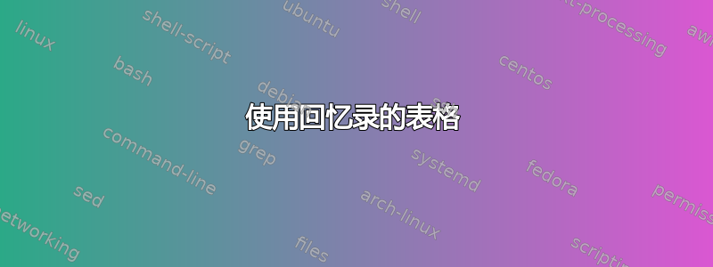 使用回忆录的表格